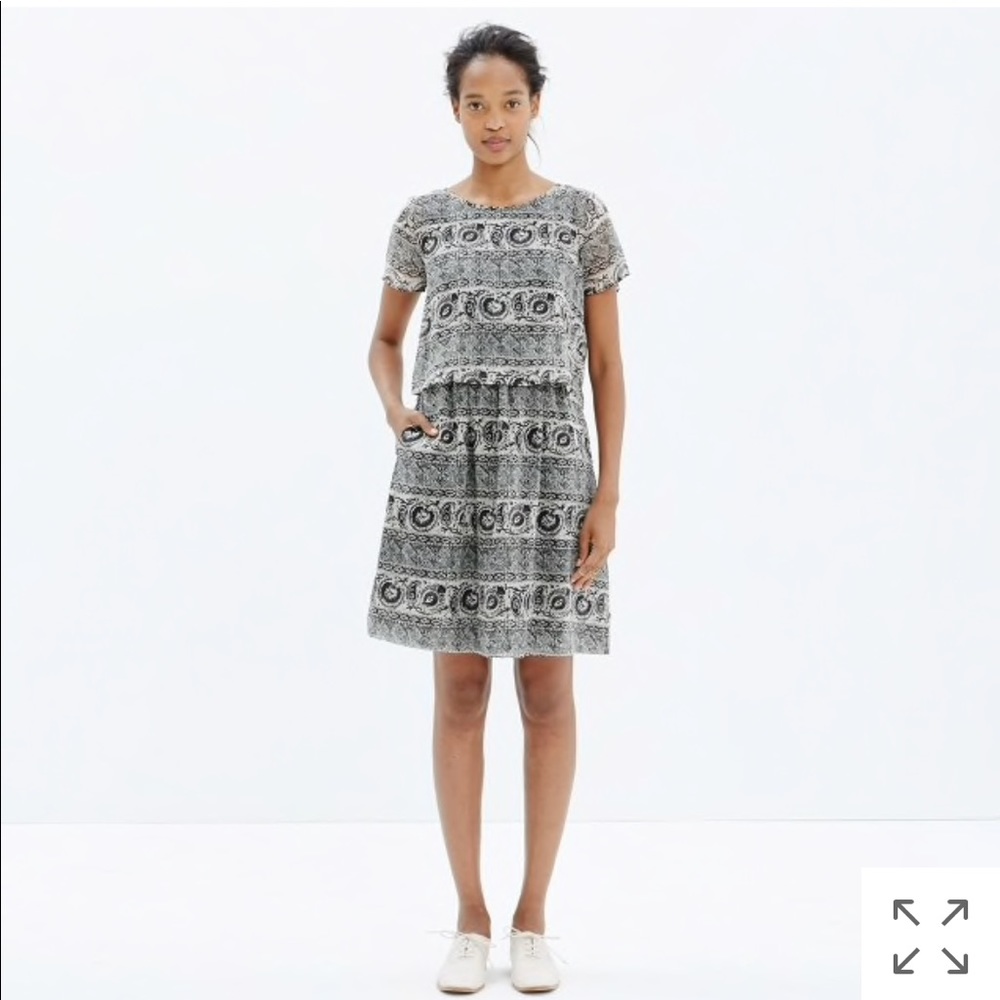 Madewell silk two-piece dress in woodcut paisley